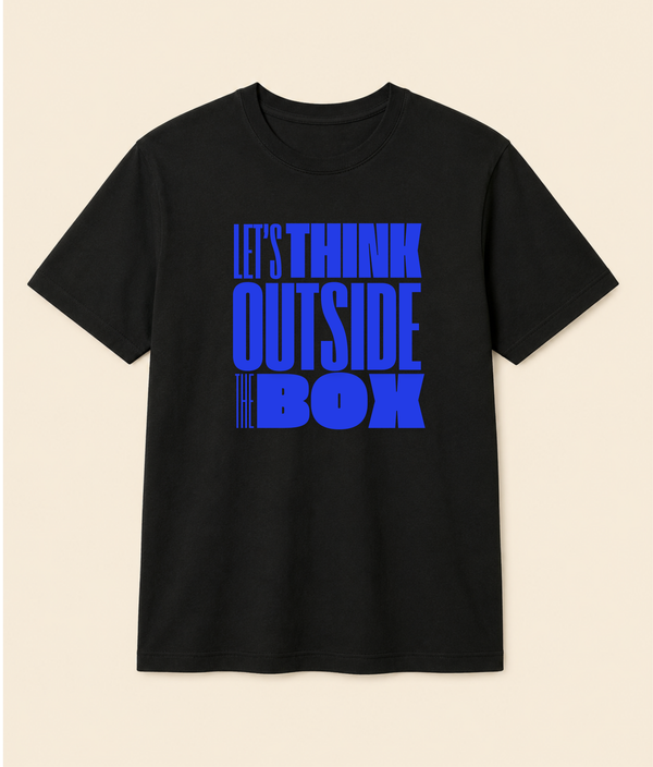 Let’s Think Outside The Box Black Graphic T-Shirt | EZON WEAR