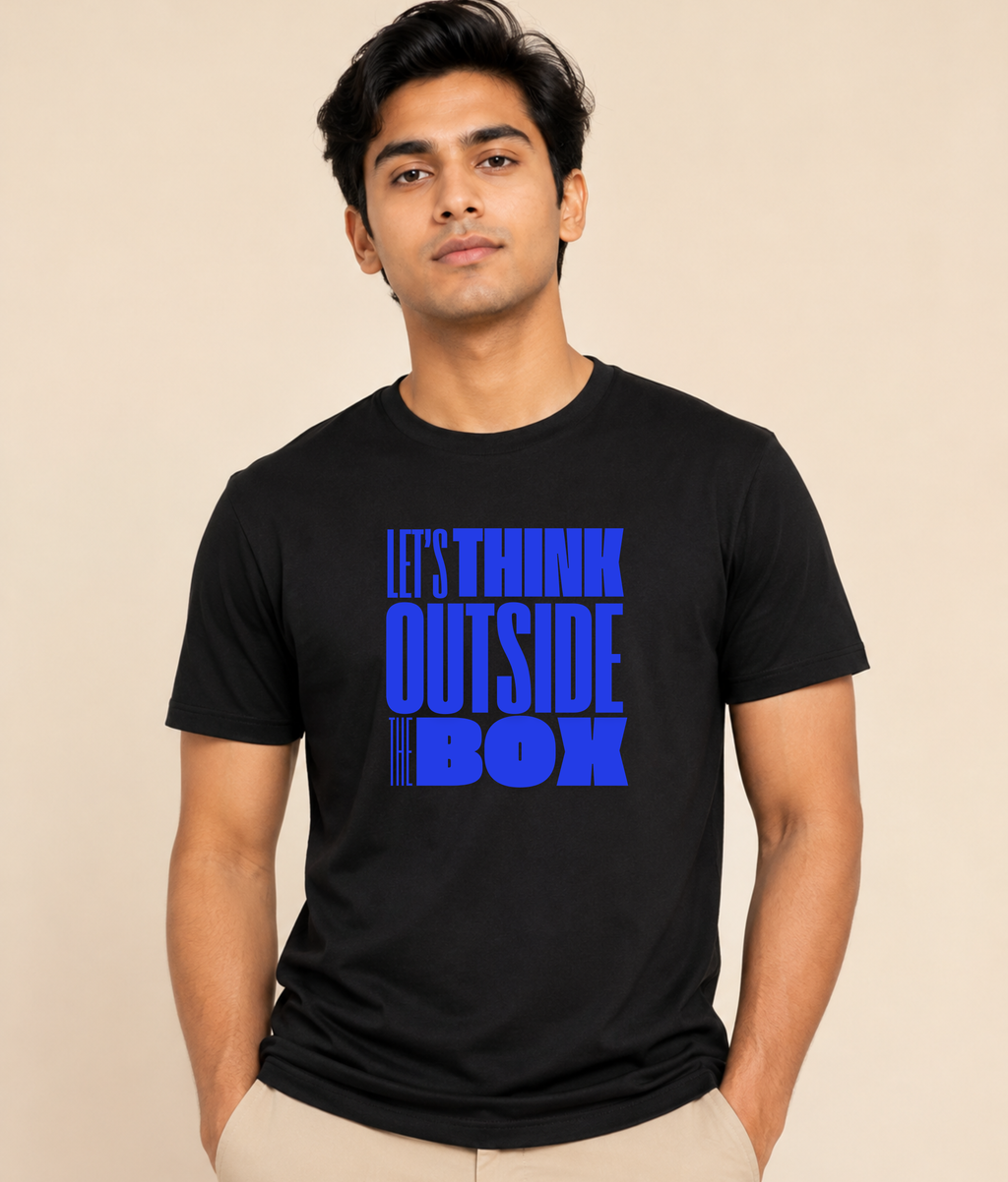Let’s Think Outside The Box Black Graphic T-Shirt | EZON WEAR