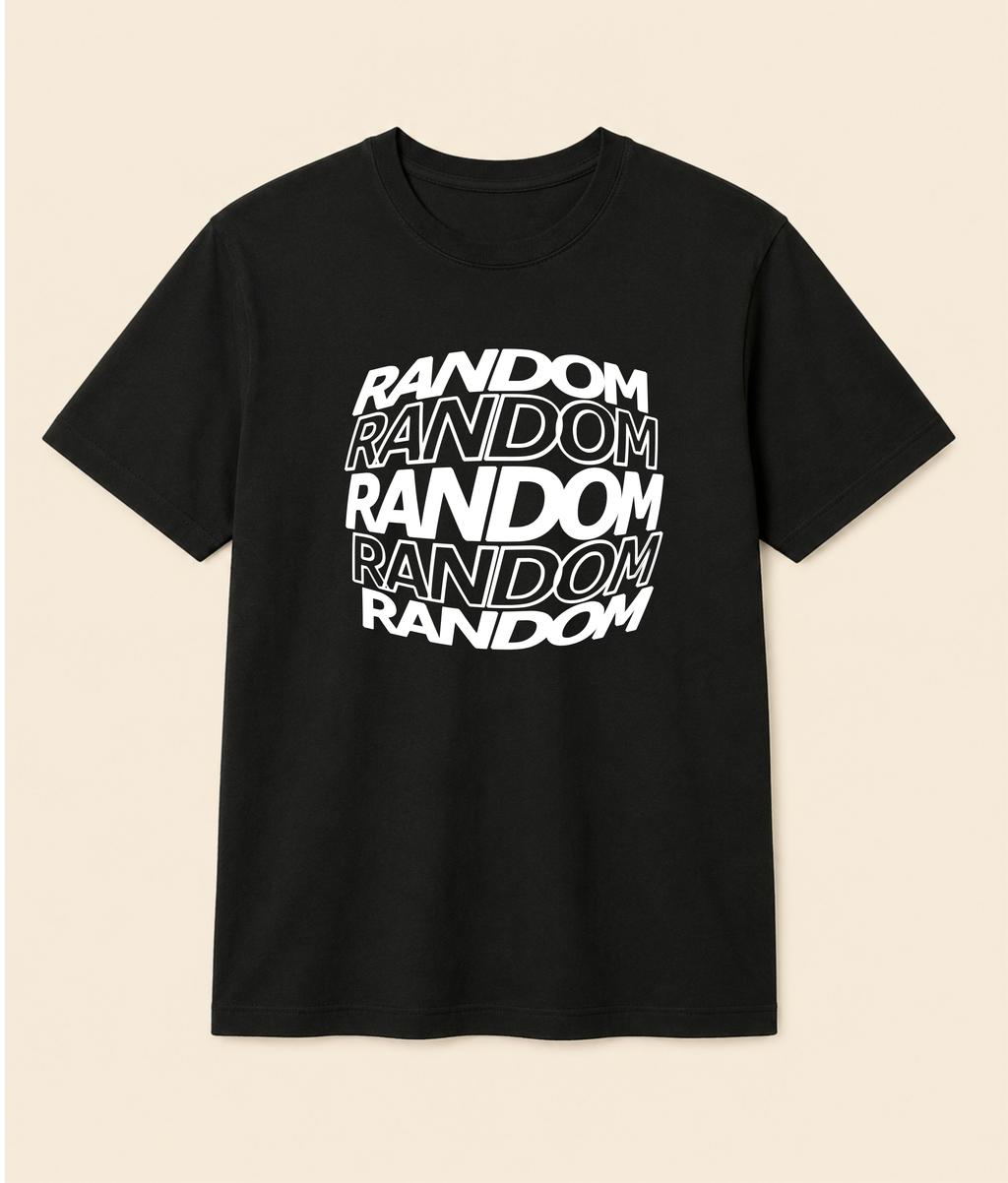Random Typography Black Graphic T-Shirt | EZON WEAR