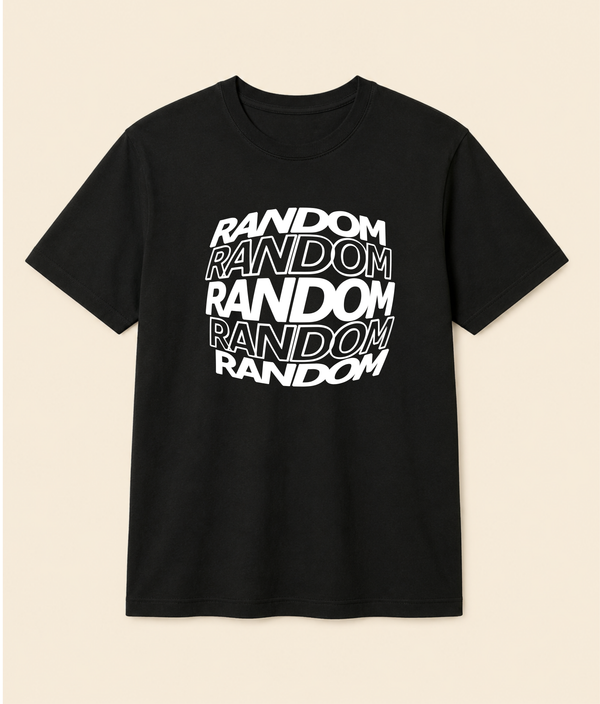 Random Typography Black Graphic T-Shirt | EZON WEAR