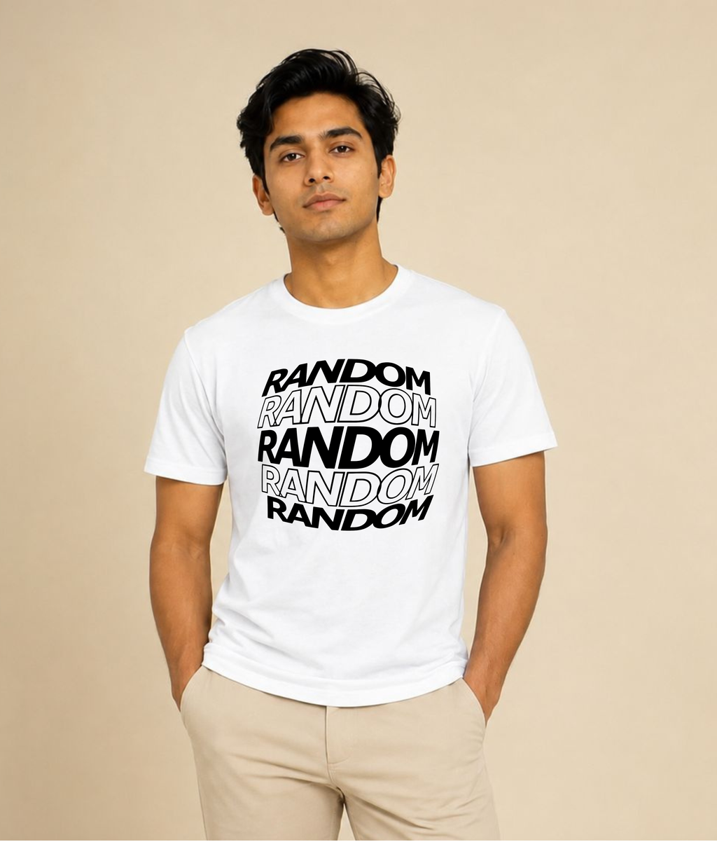Random Typography White Graphic T-Shirt | EZON WEAR
