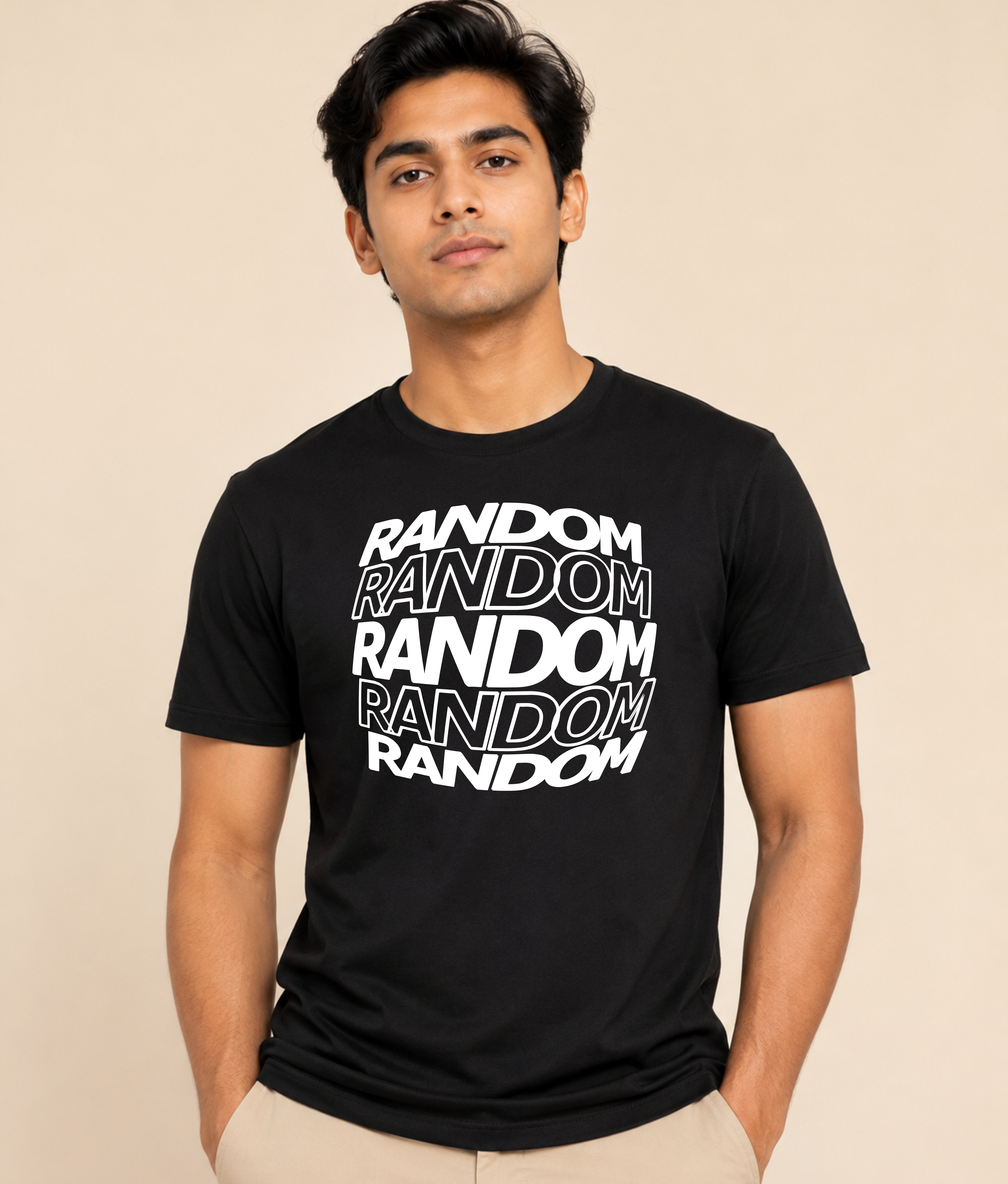 Random Typography Black Graphic T-Shirt | EZON WEAR