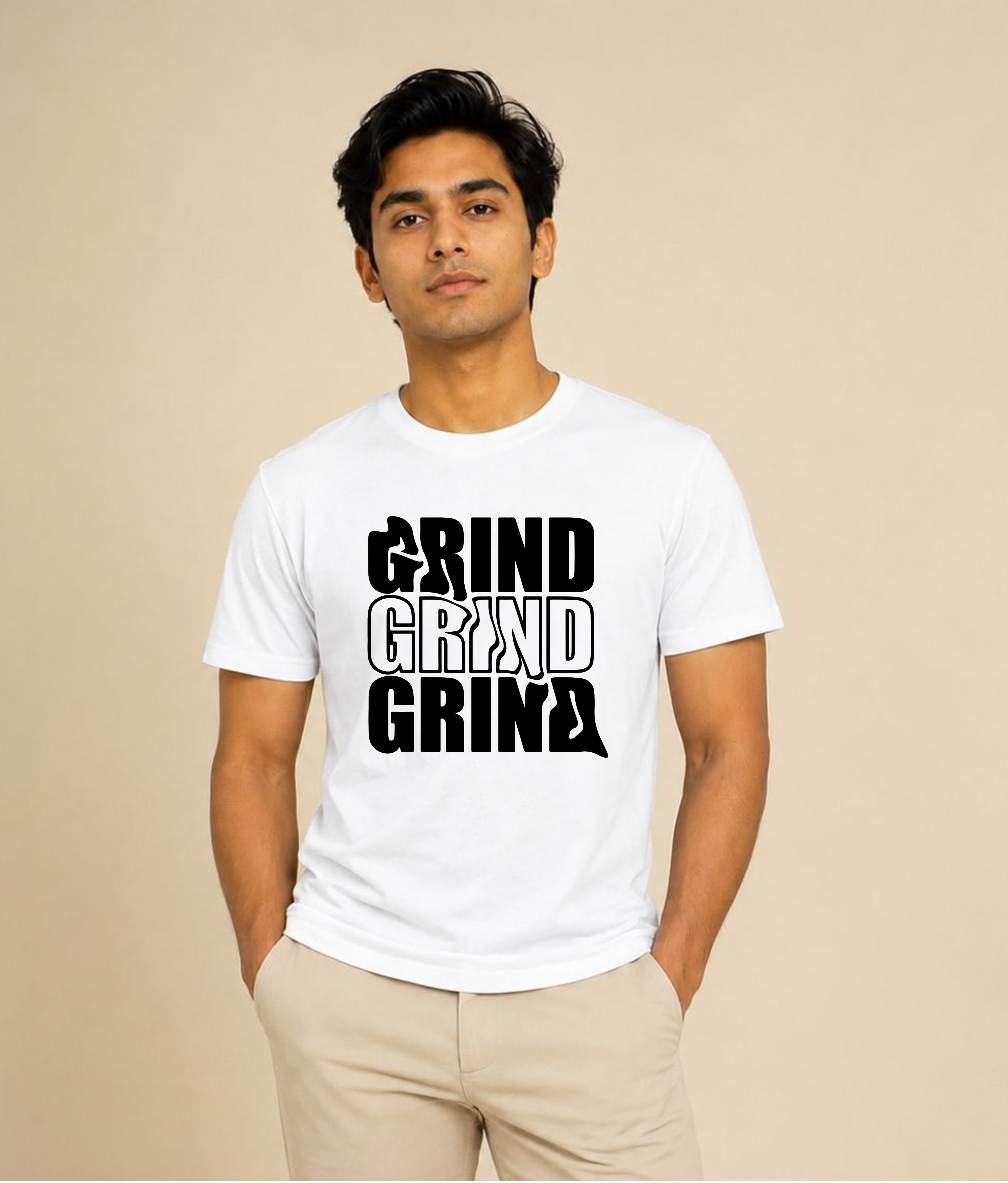 Grind Motivational White Graphic T-Shirt | EZON WEAR