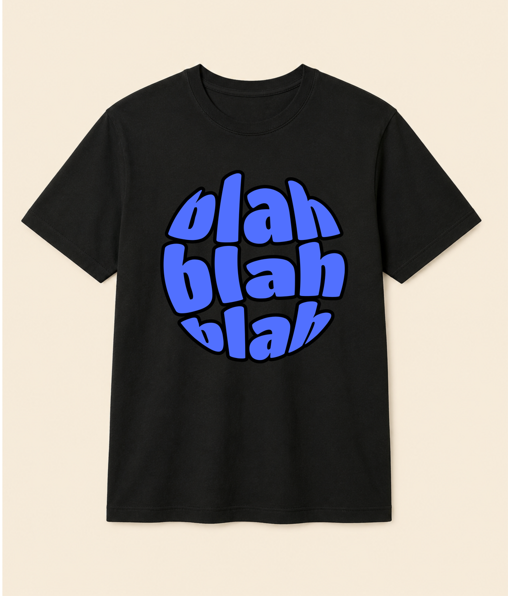 Blah Blah Blah Black Graphic T-Shirt | EZON WEAR