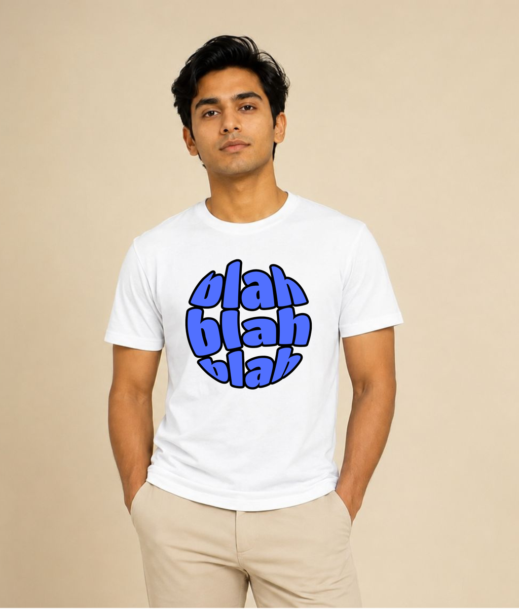 Blah Blah Blah White Graphic T-Shirt | EZON WEAR