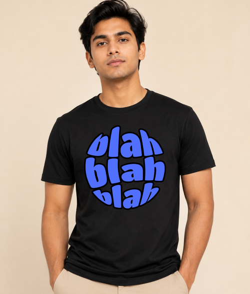 Blah Blah Blah Black Graphic T-Shirt | EZON WEAR