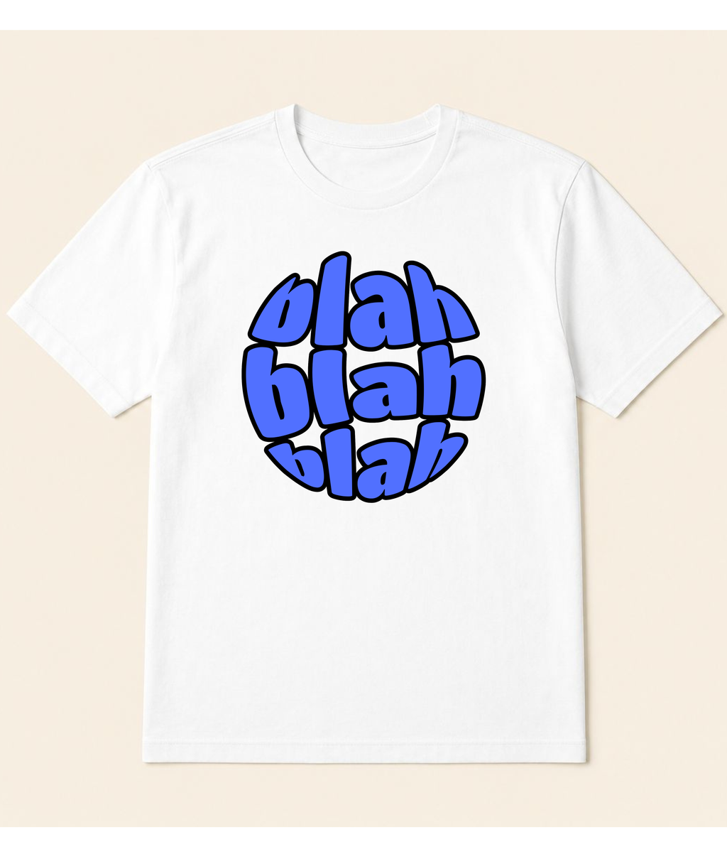 Blah Blah Blah White Graphic T-Shirt | EZON WEAR
