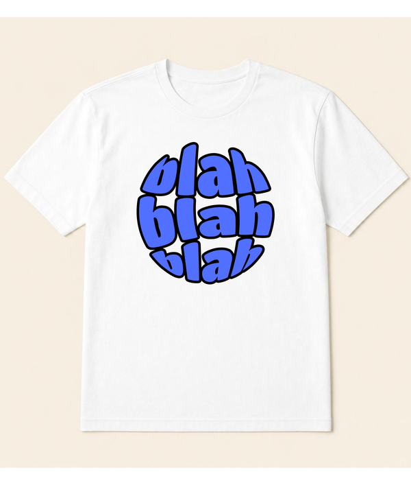 Blah Blah Blah White Graphic T-Shirt | EZON WEAR