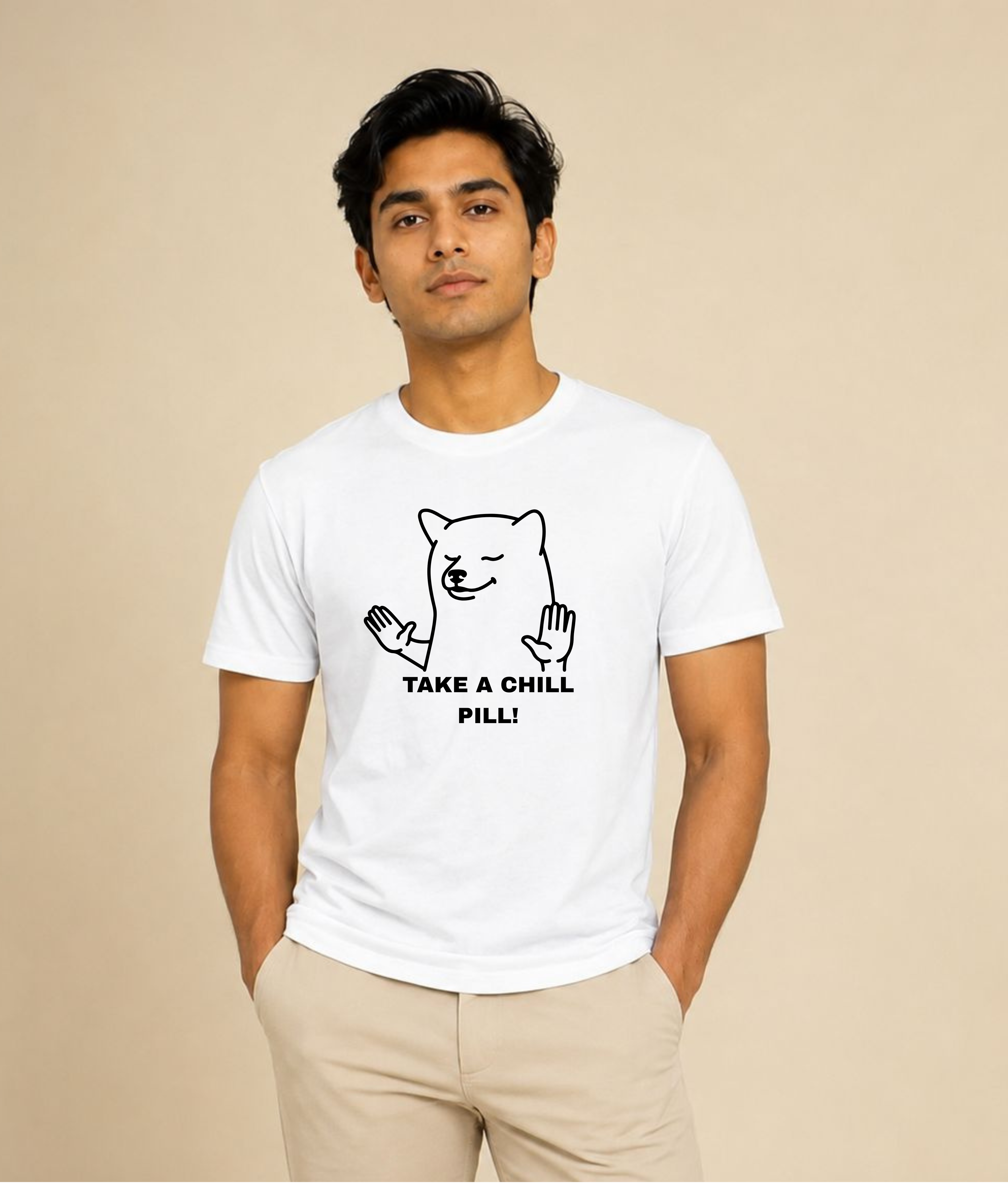 Take A Chill Pill White Graphic T-Shirt | EZON WEAR