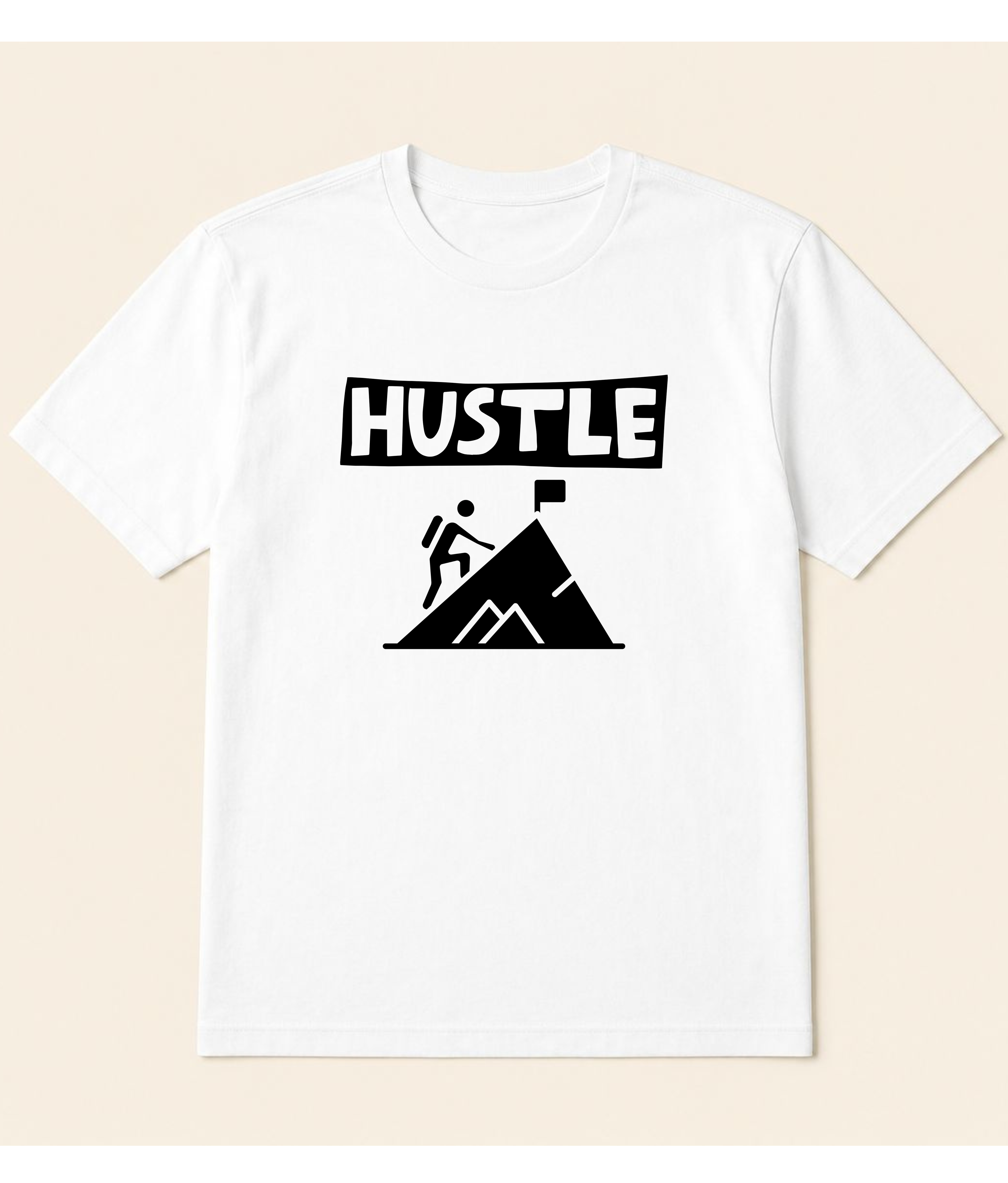Hustle Motivational White Graphic T-Shirt | EZON WEAR