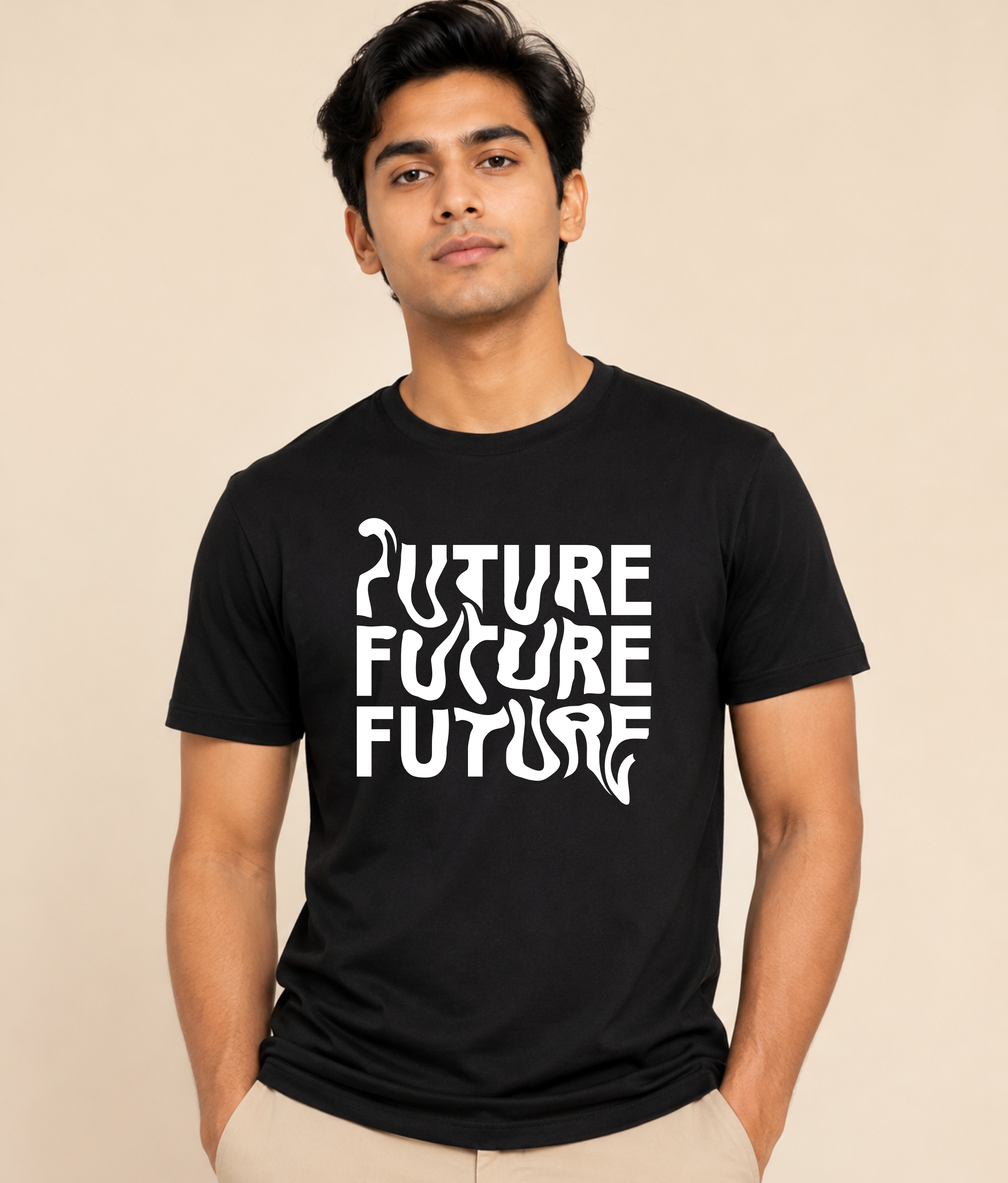 Future Vision Black Graphic T-Shirt | EZONWEAR