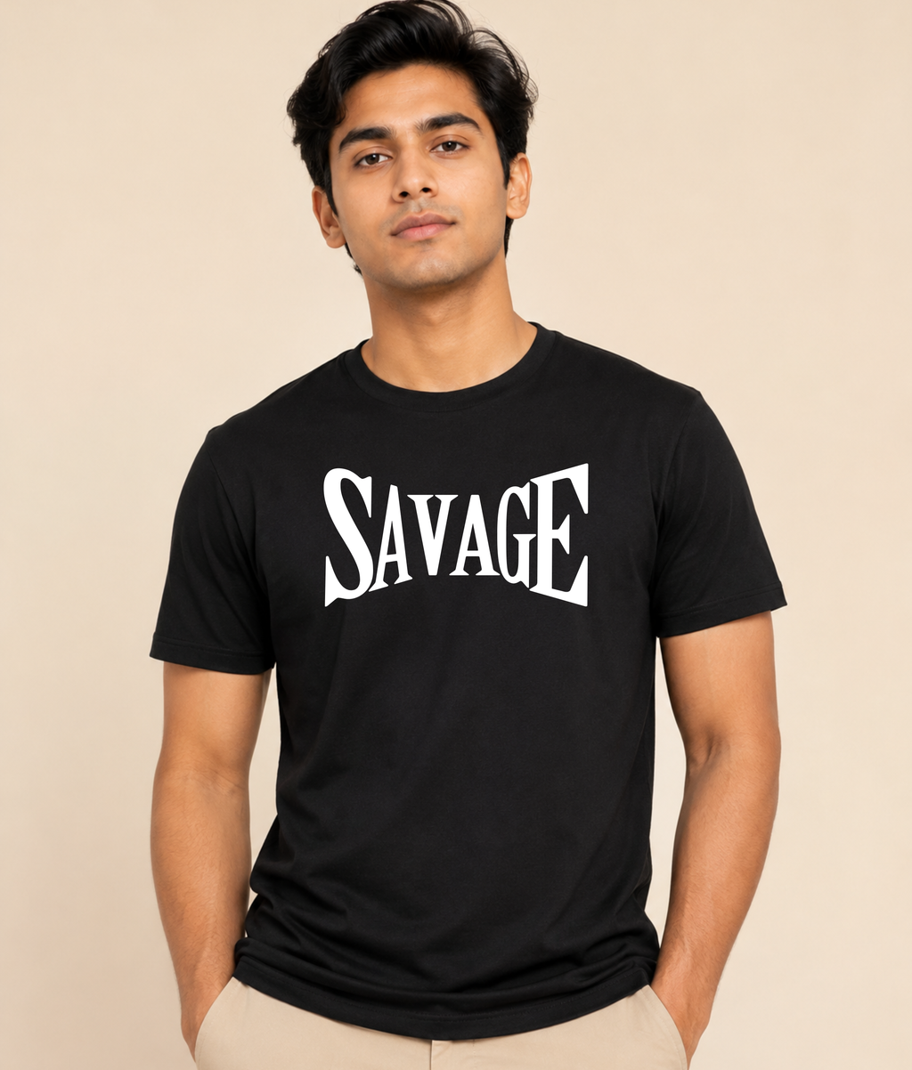Savage Spirit Black Graphic T-Shirt | EZONWEAR