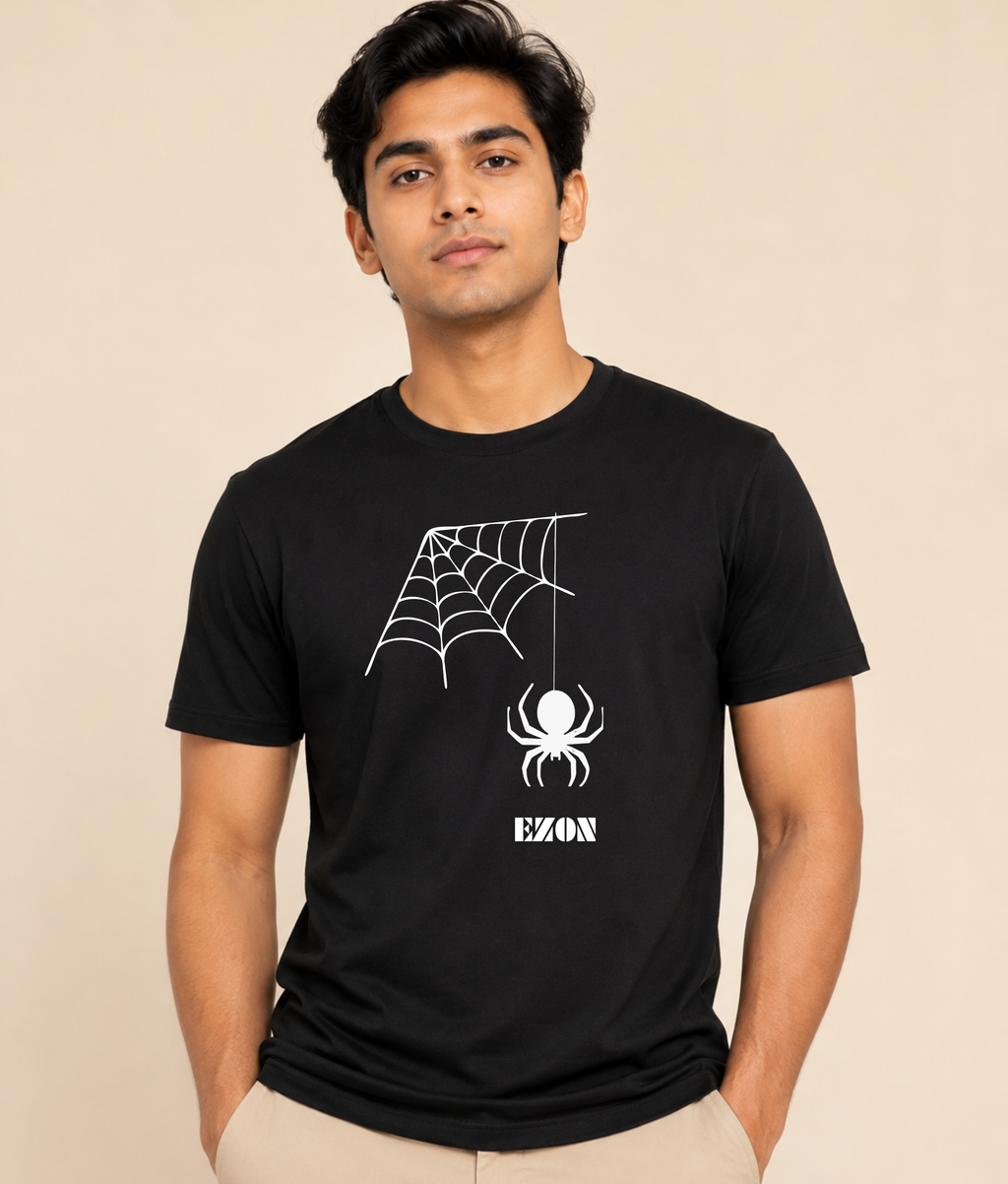 Web Weaver Black Graphic T-Shirt | EZONWEAR