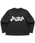 Black waffle knit oversized full-sleeve Front Design