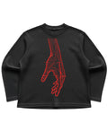 Black waffle knit oversized full-sleeve Front Design