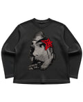 Black waffle knit oversized full-sleeve Front Design