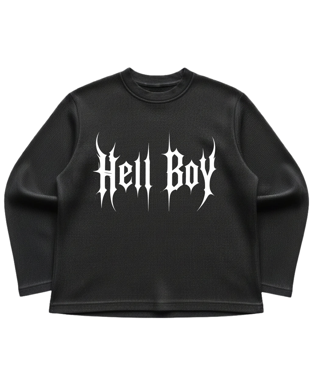Black waffle knit oversized full-sleeve Front Design