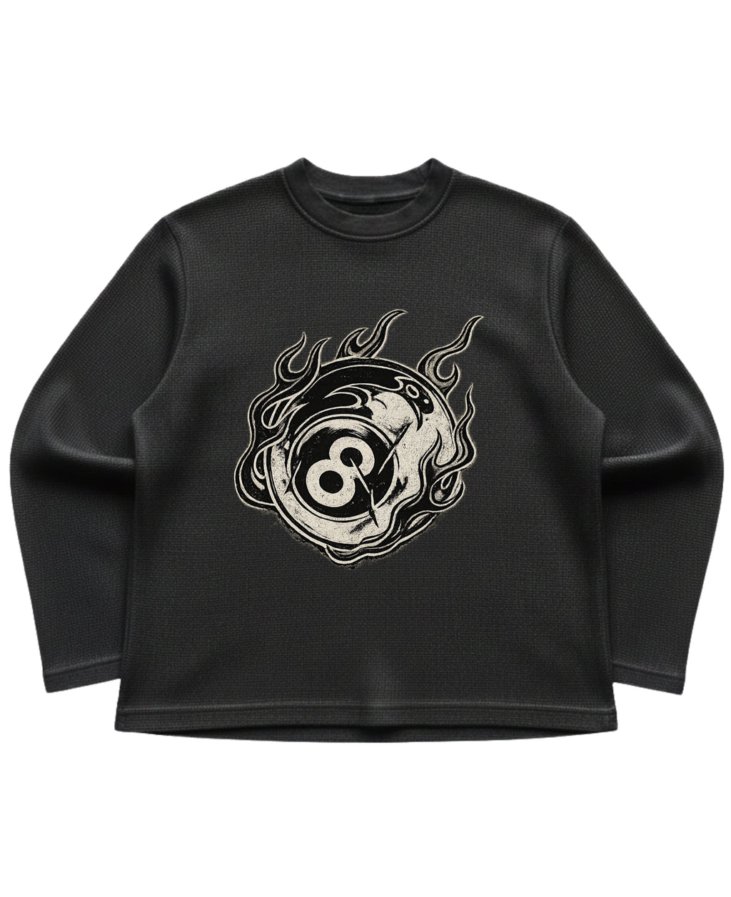 Black waffle knit oversized full-sleeve Front Design