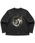 Black waffle knit oversized full-sleeve Front Design