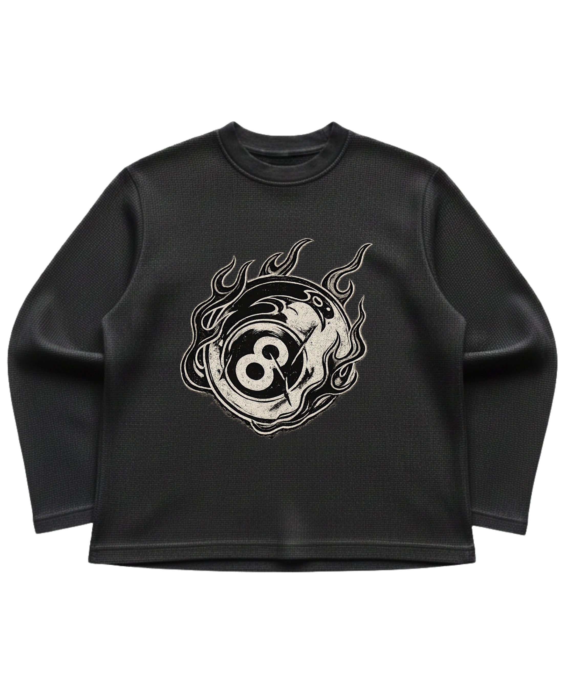 Black waffle knit oversized full-sleeve Front Design