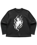 Black waffle knit oversized full-sleeve Front Design