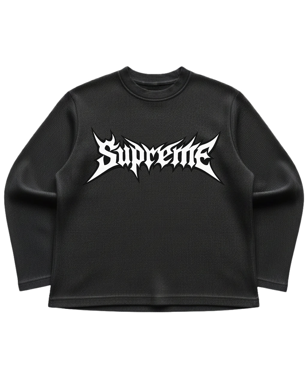 Black waffle knit oversized full-sleeve Front Design