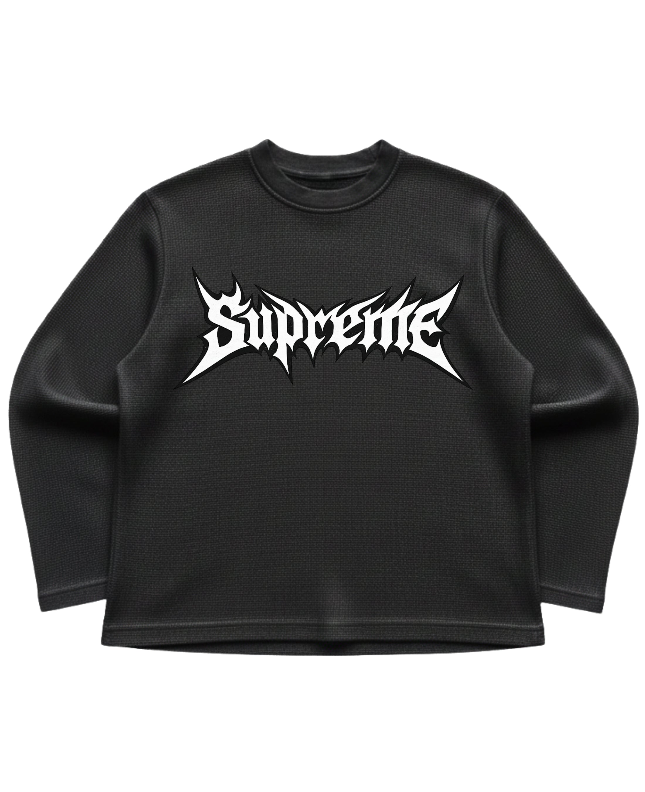 Black waffle knit oversized full-sleeve Front Design